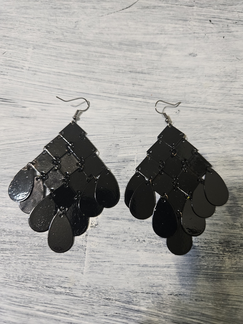 Source Unknown Black Layered Teardrop Dangle Earrings